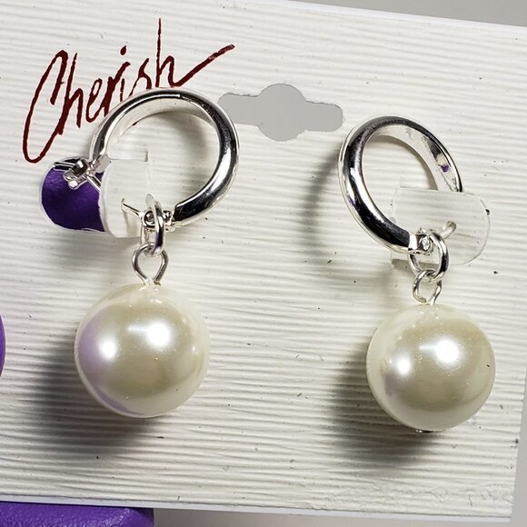 Women's Stylish Polished Silver tone Drop Dangle Design Beaded Leverbak Earrings - Picture 1 of 4